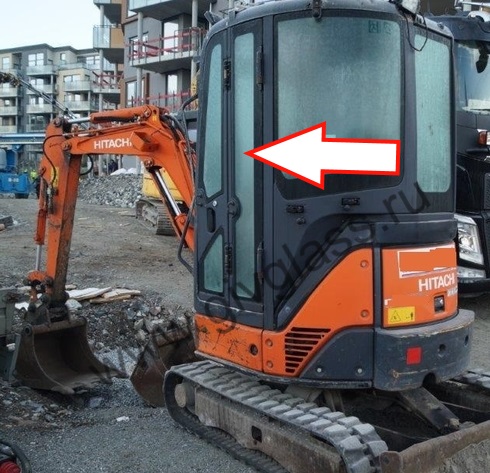 Экскаватор HITACHI ZX 22U/27U/30U/40U/50U - Стекло дверное заднее (закаленное)

​